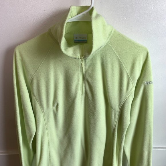 Columbia Neon Yellow Fleece Quarter Zip Long Sleeve Pullover - Picture 6 of 7